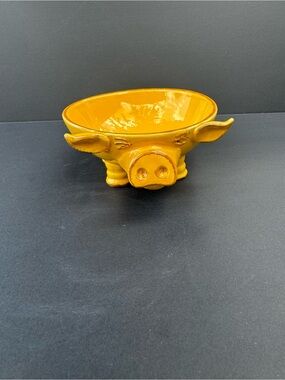 Cost Plus World Market Glossy Yellow Pig Ceramic Serving Bowl